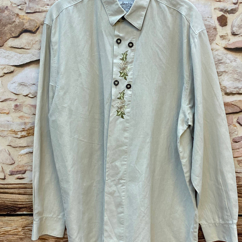 „Vintage Trachtenhemd für Herren in Beige mit Edelweiß-Stickerei“