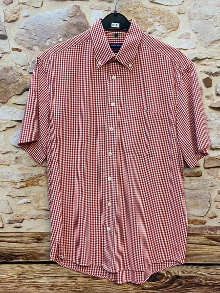 „Vintage Trachtenhemd Herren rot weiß kariert Größe 41 von Gilberto Classic“
