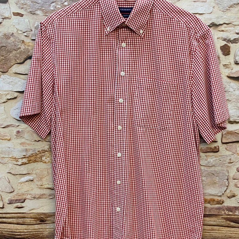 „Vintage Trachtenhemd Herren rot weiß kariert Größe 41 von Gilberto Classic“