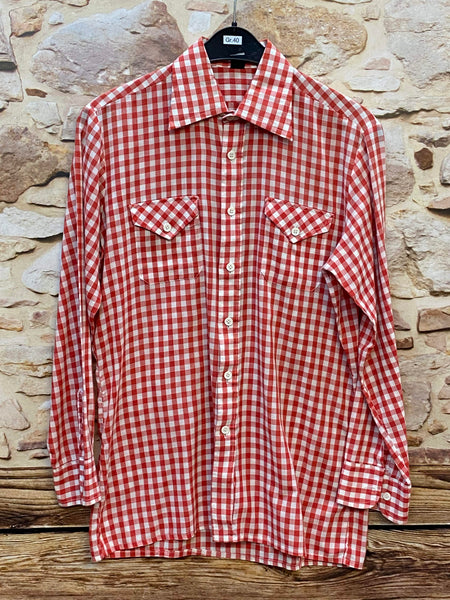 „Vintage Trachtenhemd Herren Gr. 40 rot weiß kariert von Collection Atelier“