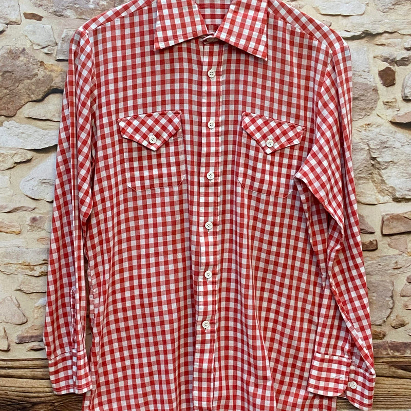 „Vintage Trachtenhemd Herren Gr. 40 rot weiß kariert von Collection Atelier“