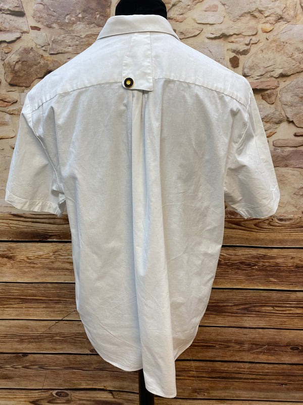 „Vintage Trachtenhemd Herren weiß Rückseite Kurzarm Baumwolle“