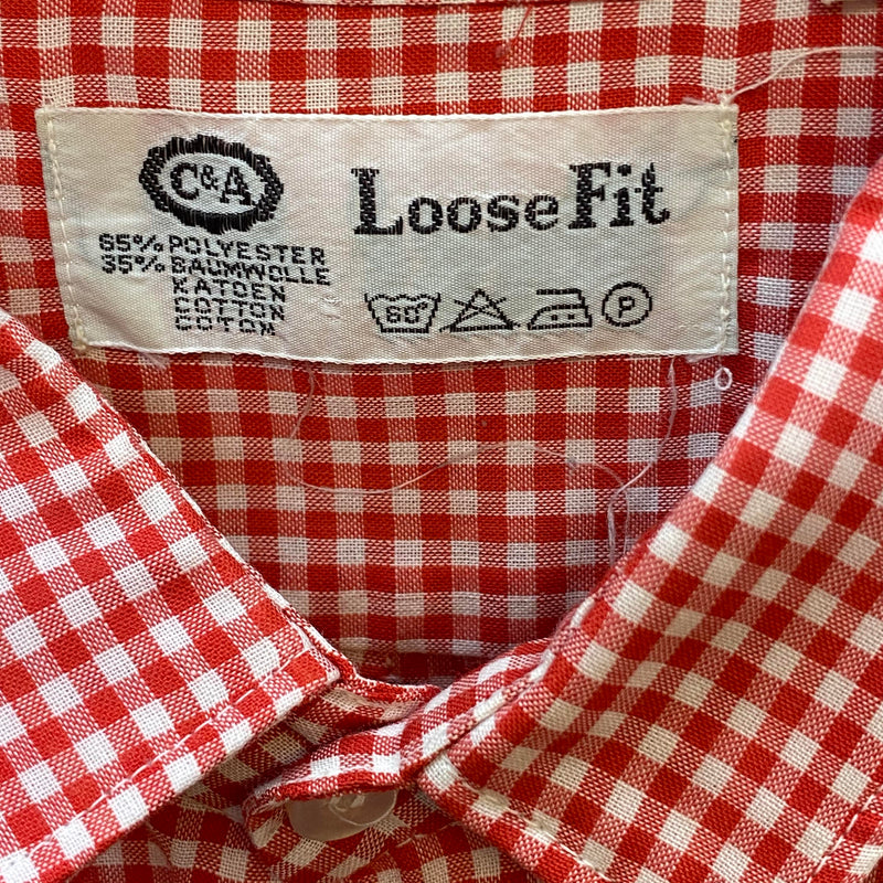 Vintage Trachtenhemd Gr. 40 – rot-weiß kariertes Kurzarmhemd von C&A Loose Fit, Ansicht 5