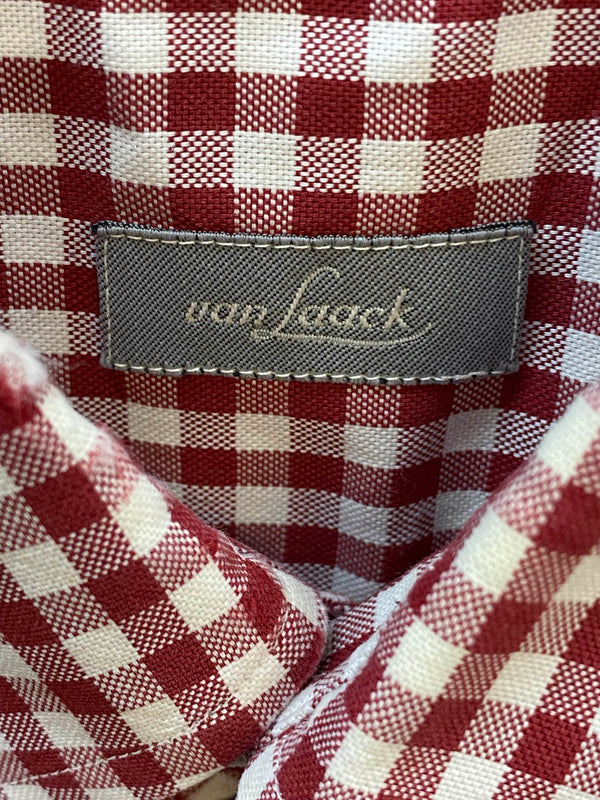 Van Laack Herrenhemd Rot-Weiß Kariert Gr. 41 – Kurzarm Trachtenhemd mit Button-Down-Kragen, Ansicht 5