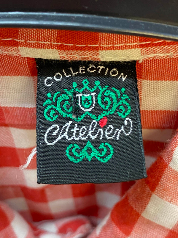 Vintage Trachtenhemd Herren Gr. 40 rot-weiß kariert, Ansicht 5
