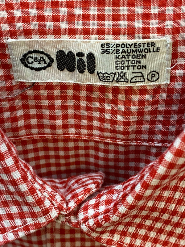 Vintage Trachtenhemd Herren Rot-Weiß Fein Kariert Gr. 42 – C&A Nil, Ansicht 5