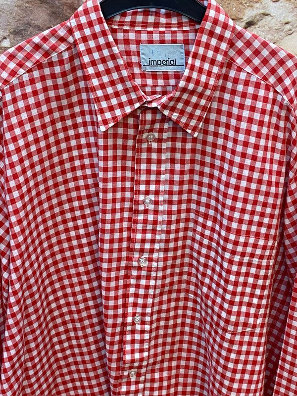 Vintage Trachtenhemd Herren Rot-Weiß Kariert Gr. 43 – Imperial, Ansicht 3
