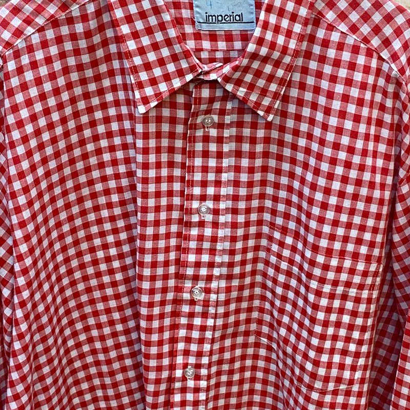 Vintage Trachtenhemd Herren Rot-Weiß Kariert Gr. 43 – Imperial, Ansicht 3