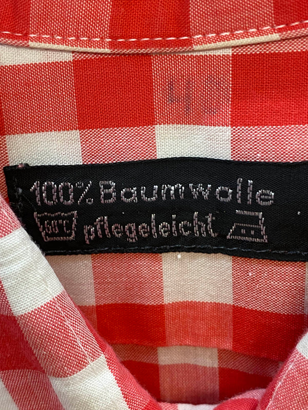 Vintage Trachtenhemd Herren Gr. 40 rot weiß kariert Baumwolle, Ansicht 5