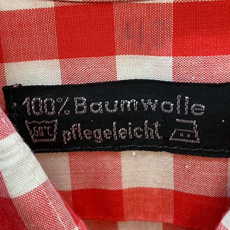 Vintage Trachtenhemd Herren Gr. 40 rot weiß kariert Baumwolle, Ansicht 5