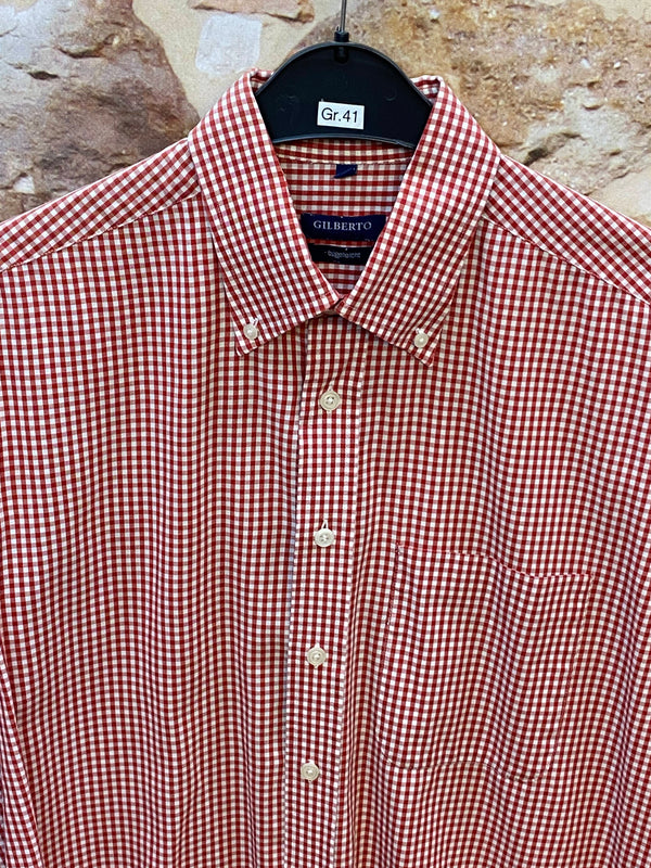 Vintage Trachtenhemd Herren Gr. 41 rot weiß kariert Gilberto Classic, Ansicht 3
