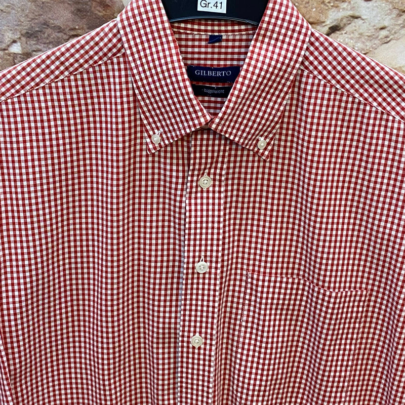 Vintage Trachtenhemd Herren Gr. 41 rot weiß kariert Gilberto Classic, Ansicht 3
