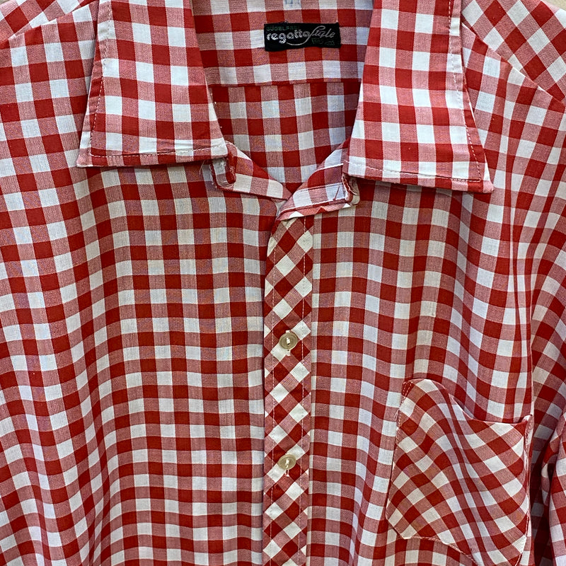 Vintage Trachtenhemd Herren Rot-Weiß Kariert Gr. 44 – Regatta Style Bügelfrei