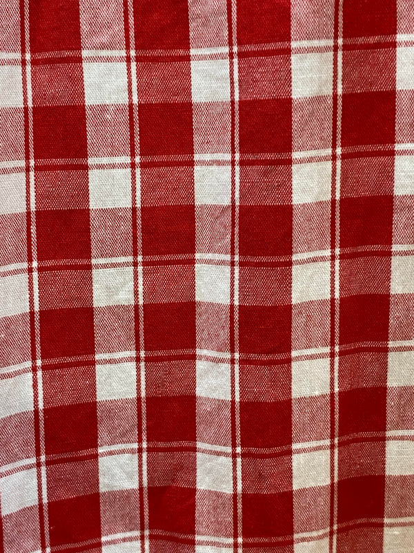 Vintage Trachtenhemd Herren rot-weiss kariert Gr. 46, Vorderansicht