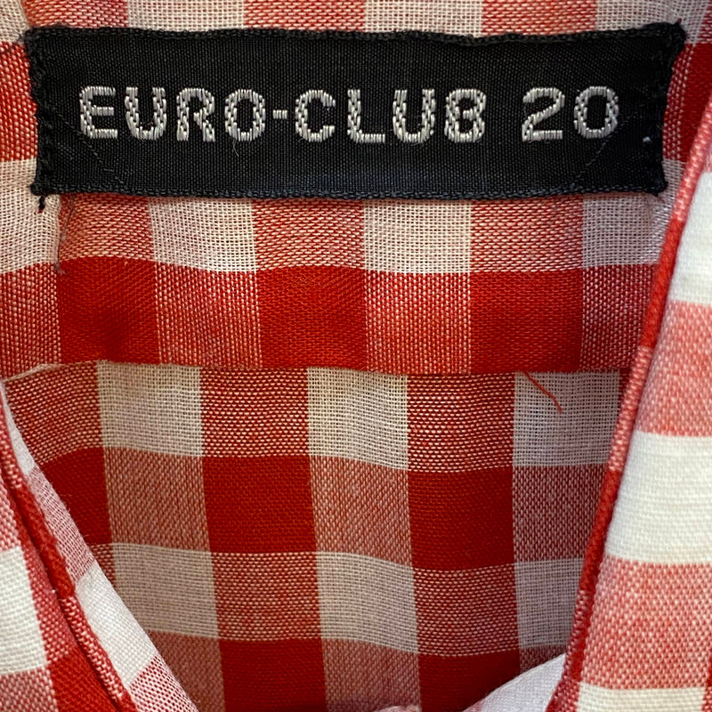 „Markenetikett EURO-CLUB 20 an rot weiß kariertem Vintage Herren Trachtenhemd“