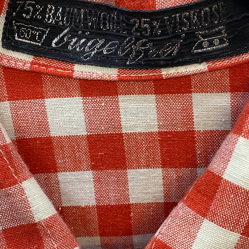 Vintage Trachtenhemd Herren rot-weiß kariert Gr. 39 | Langarm Landhausstil