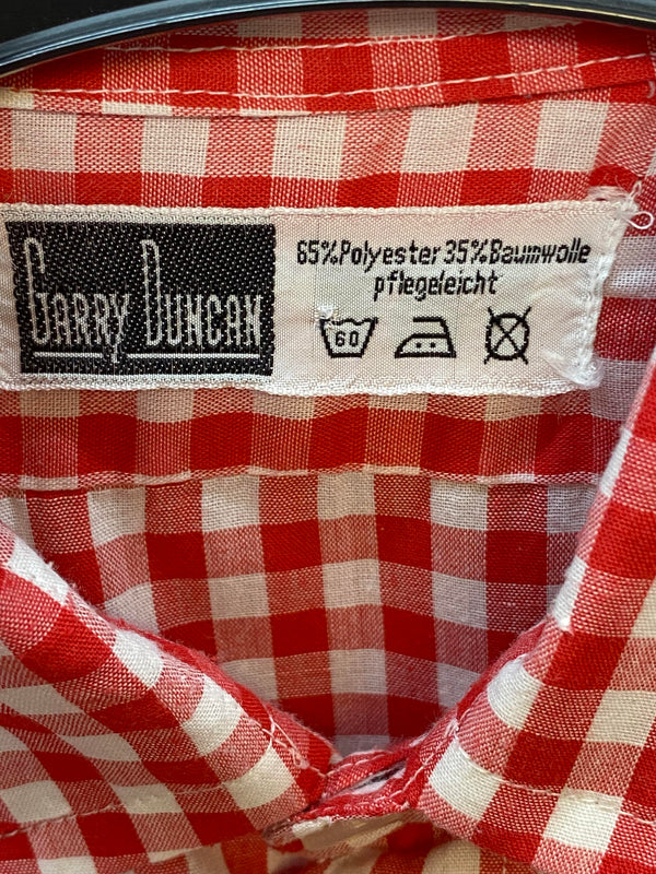 Vintage Trachtenhemd Herren rot weiß kariert Garry Duncan Gr. 39 | Langarm