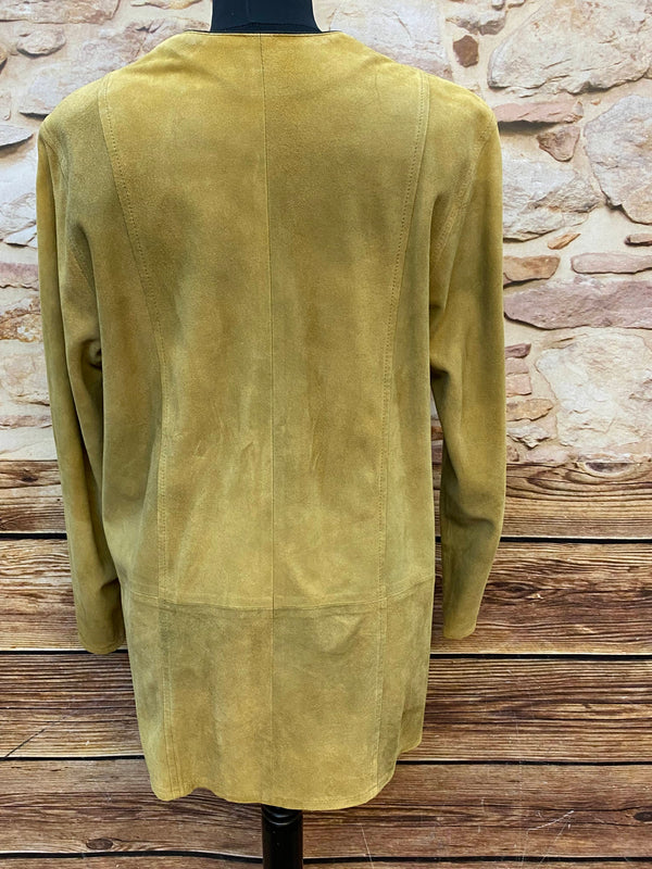 „Trachtenjacke Damen Rückenansicht Leder gelb Vintage Landhausstil“
