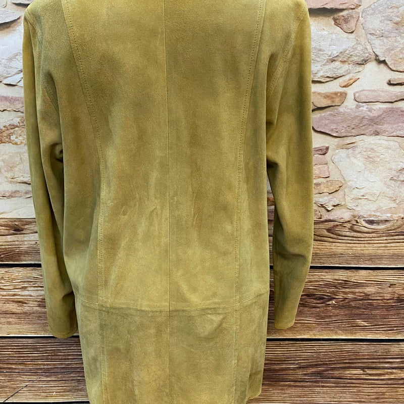 „Trachtenjacke Damen Rückenansicht Leder gelb Vintage Landhausstil“