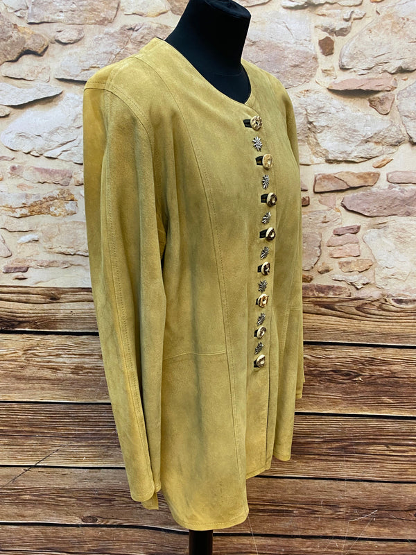 „Trachtenjacke Damen Seitenansicht Leder gelb Vintage Landhausstil“