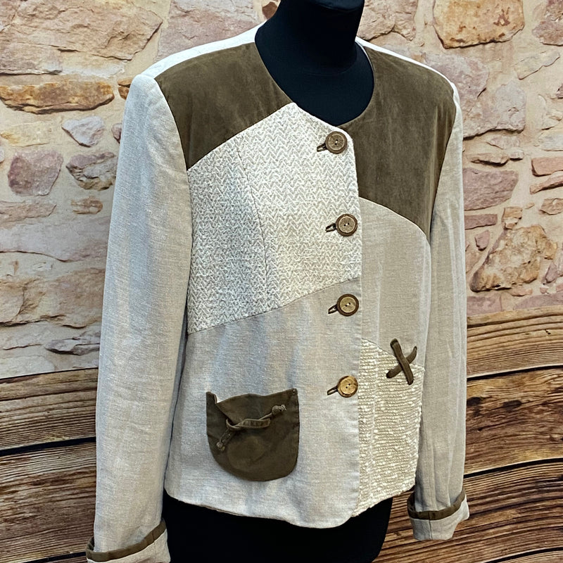 „Trachtenjacke Damen Seitennansicht Landhausstil beige braun Vintage“