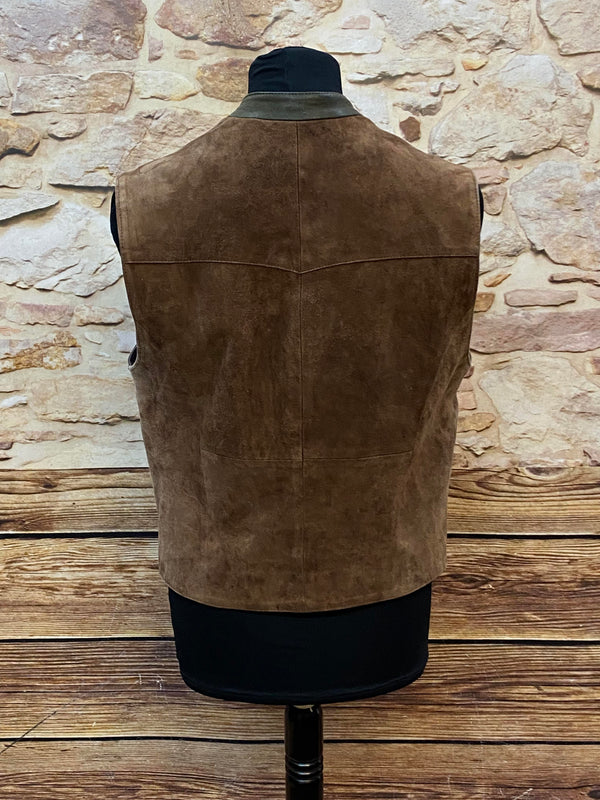 Vintage Leder Trachtenweste Herren braun Gr. 48, Ansicht 4