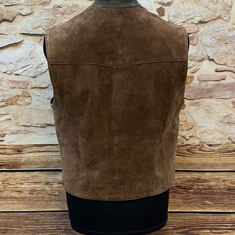 Vintage Leder Trachtenweste Herren braun Gr. 48, Ansicht 4