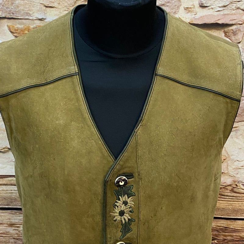 Vintage Leder Trachtenweste grün Herren Gr. 48, Ansicht 4