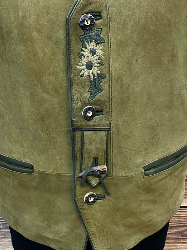 Vintage Leder Trachtenweste grün Herren Gr. 48, Ansicht 5