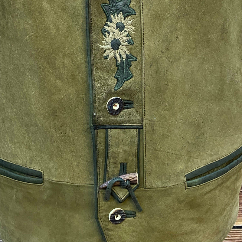 Vintage Leder Trachtenweste grün Herren Gr. 48, Ansicht 5