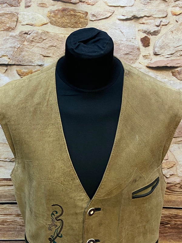 Vintage Trachten Lederweste Herren Gr. 48 Stickerei, Ansicht 4