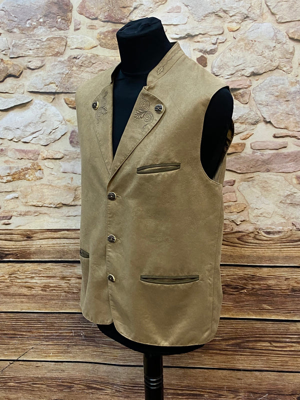 „Herren Trachtenweste beige seitliche Ansicht klassischer Stil“
