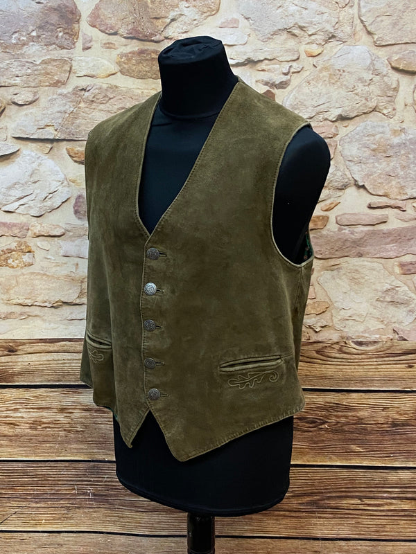 Vintage Trachtenweste Herren Leder Grün Gr. 46 Vintage, Ansicht 2