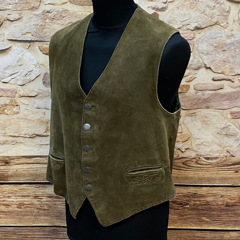 Vintage Trachtenweste Herren Leder Grün Gr. 46 Vintage, Ansicht 2