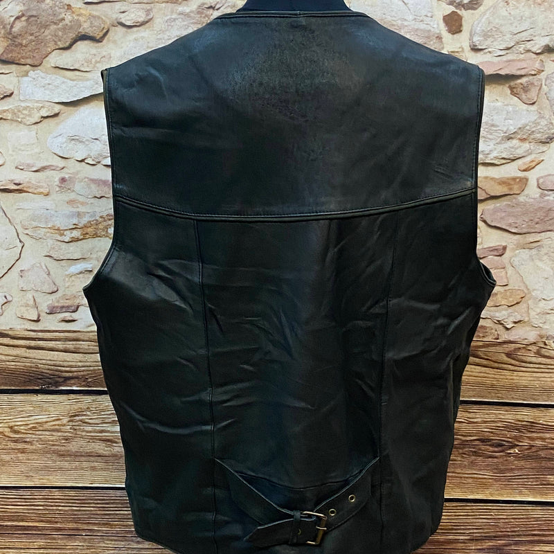 Vintage Leder-Trachtenweste Herren Schwarz – Echtes Leder
