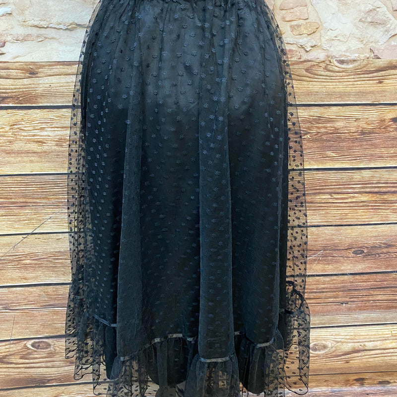 „Bund mit Reißverschluss bei schwarzem Vintage Tüllrock“