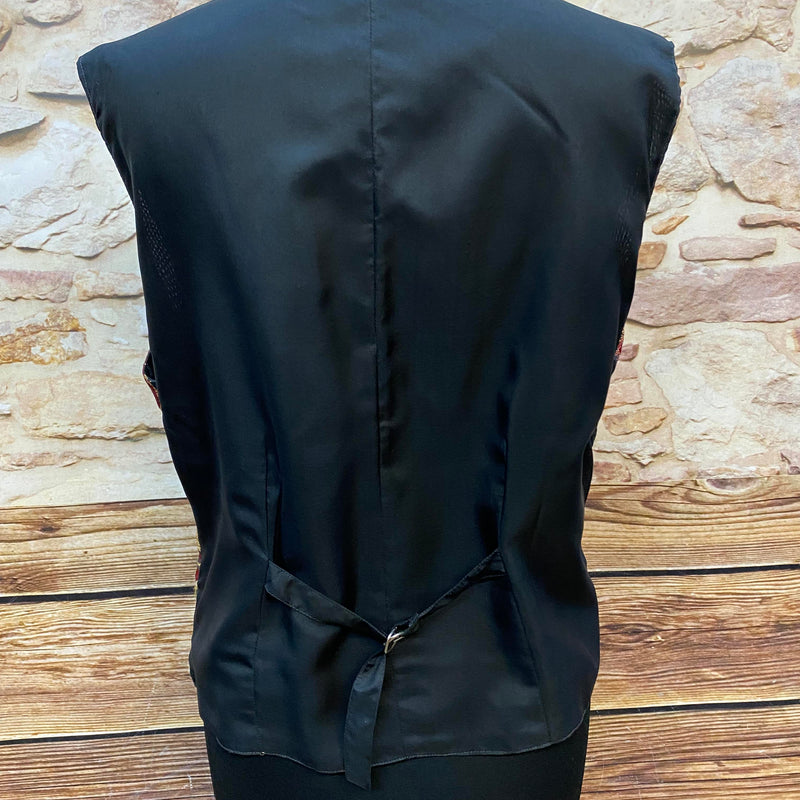 Vintage Damen Weste Paisley Muster Rot Gold Gr. 44 Retro Weste, Ansicht 3