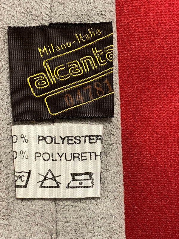 „Vintage Wildleder Krawatte grau mit geradem Abschluss Detailansicht“