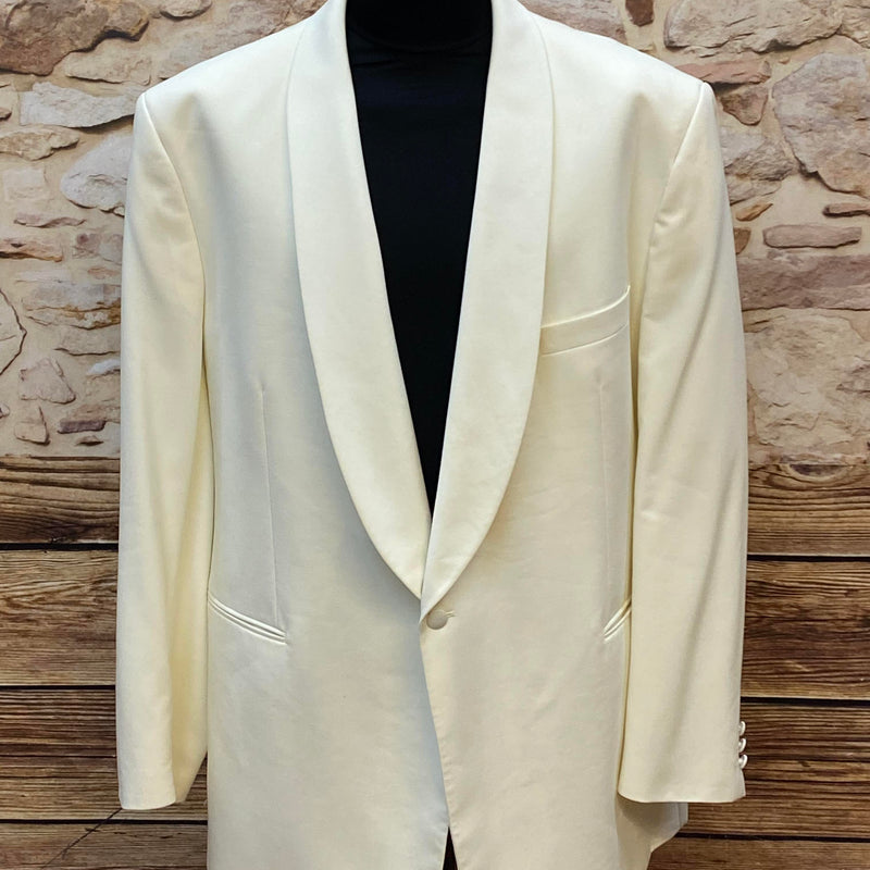 „vintage wilvorst dinnerjacke cremeweiß mit schalkragen frontansicht“