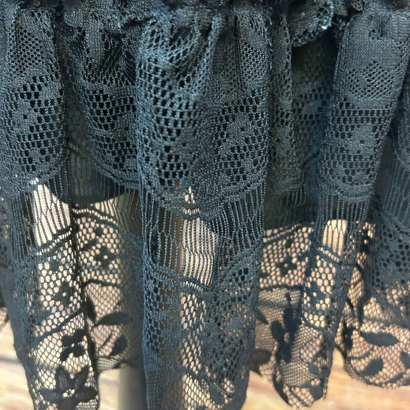 Schwarzes 80er-Spitzenkleid – Größe L