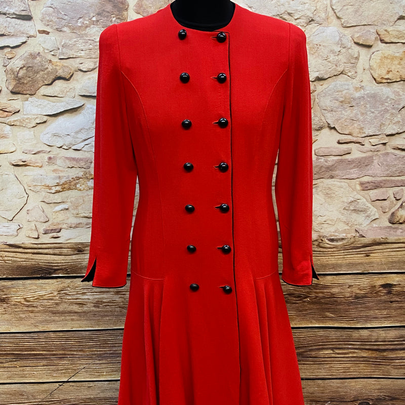 Vntage Damenkleid Kleid rot tiefe Taille 80/90er Gr.42
