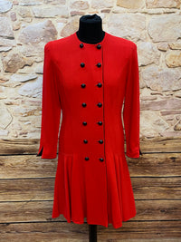 Vntage Damenkleid Kleid rot tiefe Taille 80/90er Gr.42