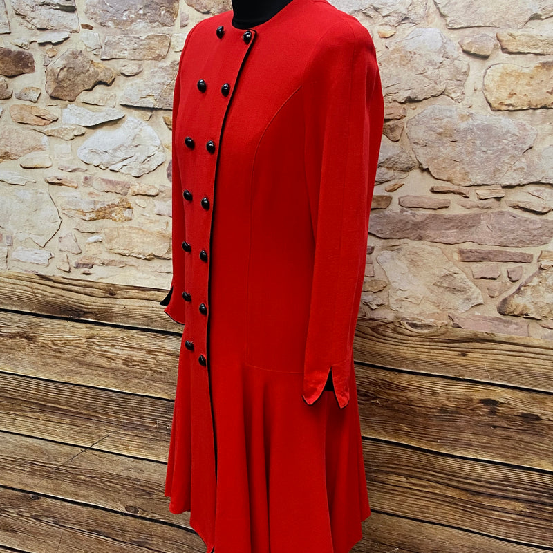 Vintage Damenkleid Kleid rot tiefe Taille 80/90er Gr.42