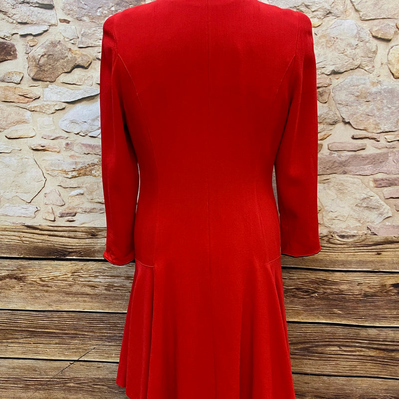 Vintage Damenkleid Kleid rot tiefe Taille 80/90er Gr.42