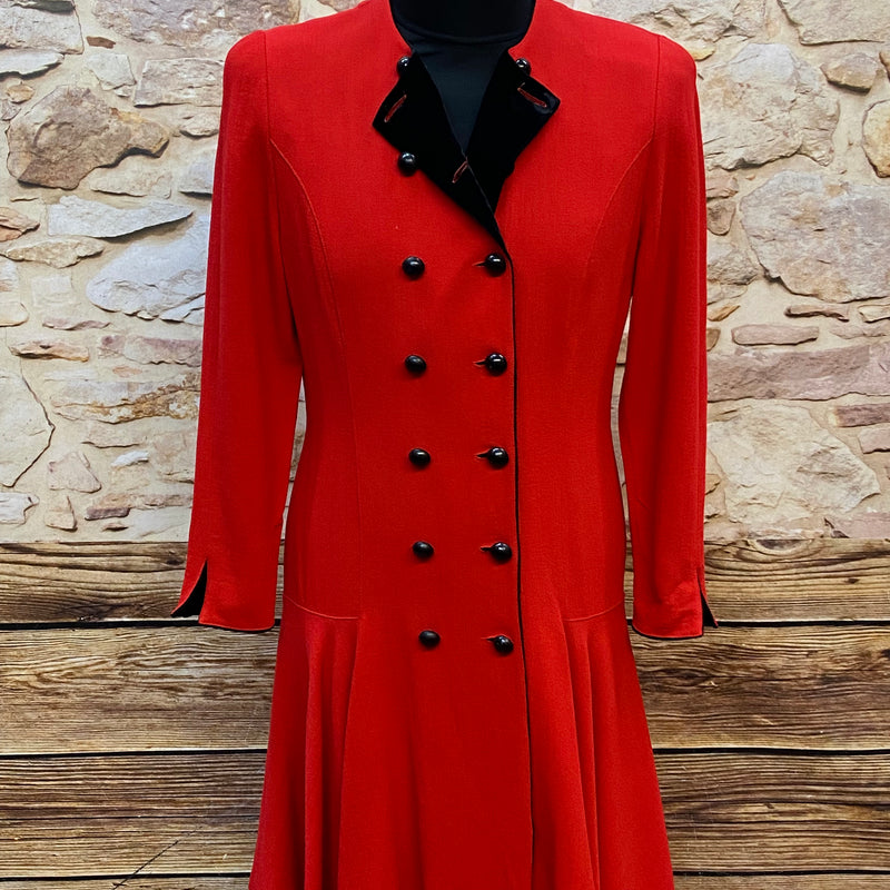 Vntage Damenkleid Kleid rot tiefe Taille 80/90er Gr.42