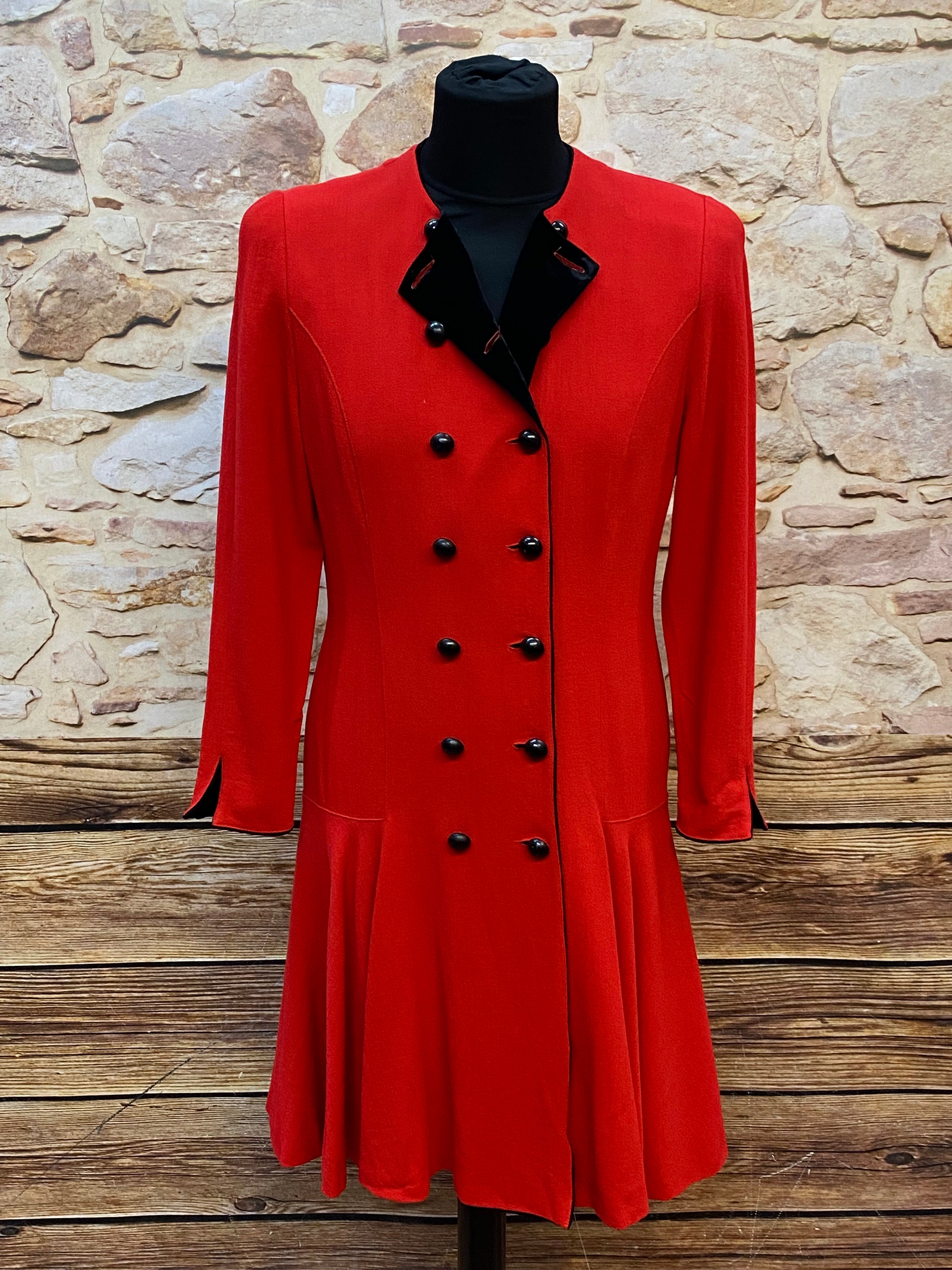 Vntage Damenkleid Kleid rot tiefe Taille 80/90er Gr.42