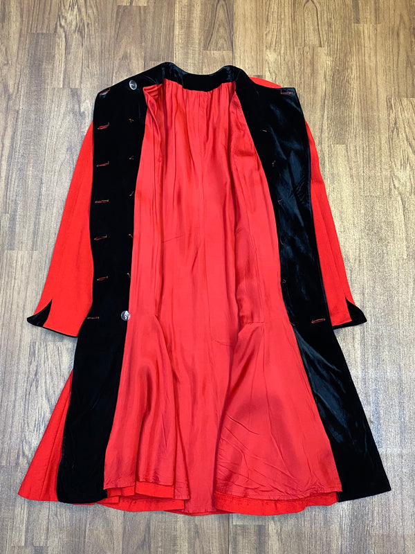 Vintage Damenkleid Kleid rot tiefe Taille 80/90er Gr.42