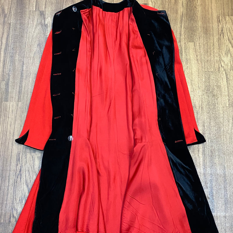Vintage Damenkleid Kleid rot tiefe Taille 80/90er Gr.42