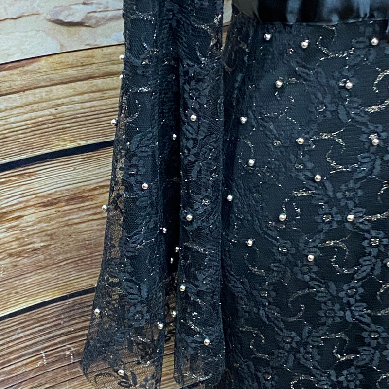 Vintage Abendkleid in schwarzer Spitze Gr.40