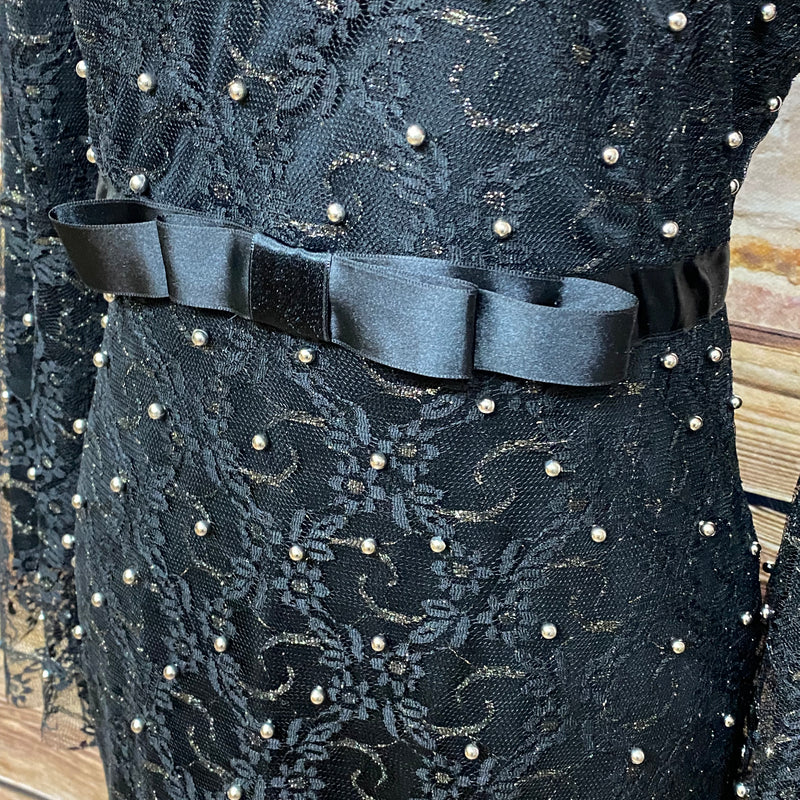 Vintage Abendkleid in schwarzer Spitze Gr.40